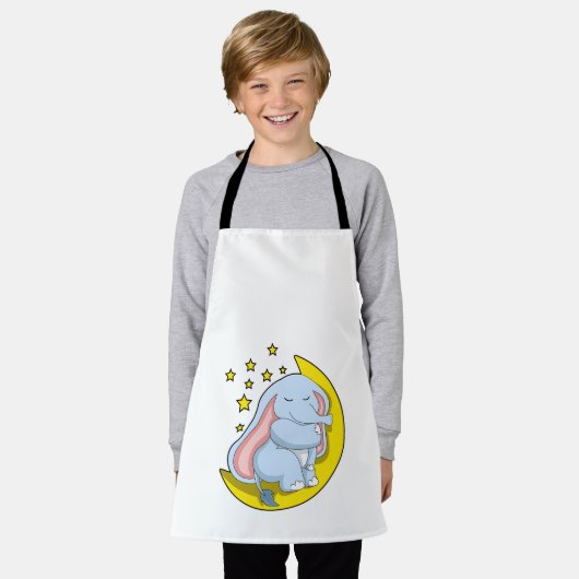 月と星を持つ象 エプロン (着用した状態)