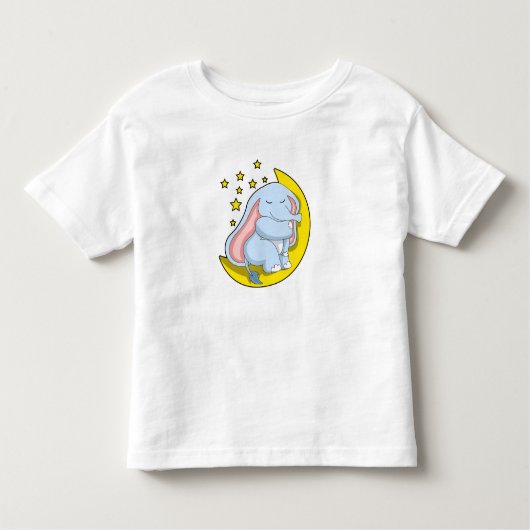 月と星を持つ象 トドラーTシャツ (正面)