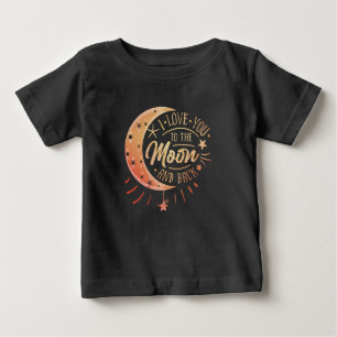 月と星を越えて愛してる かわいいタイポグラフィ ベビーTシャツ