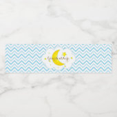 月と星ウォーターボトルラベル – 青と黄 ペットボトルラベル (シングルラベル)