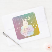 月と星エレガントの上で女の子の赤ちゃんシャワー スクエアシール (封筒)