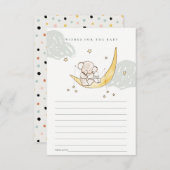 月と星エレファントバニーが赤ちゃんのシャワーを願う エンクロージャーカード (正面/裏面)
