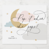 月と星カラフルを数々のポップ・アートのポップ スパークリングワインラベル (シングルラベル)