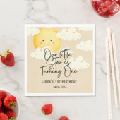 月と星クリーム第1誕生日 スタンダードランチョンナプキン (インサイチュ)