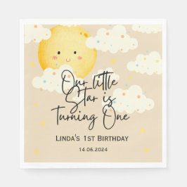 月と星クリーム第1誕生日 スタンダードランチョンナプキン