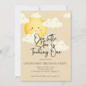 月と星クリーム第1誕生日 招待状 (正面)