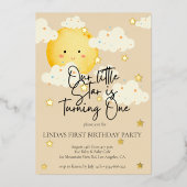 月と星クリーム第1誕生日 箔招待状 (正面)