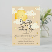 月と星クリーム第1誕生日 箔招待状 (立ち正面)