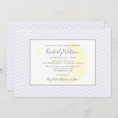 月と星シェブロン赤ちゃんシャワー |ラベンダー 招待状 (正面/裏面)