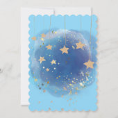 月と星ダークブルー水色抽象芸術 招待状 (裏面)