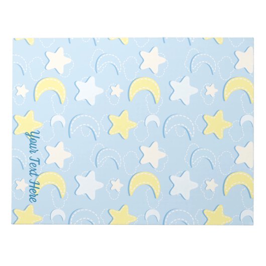 月と星パターン ノートパッド (正面)