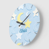 月と星パターン ラージ壁時計 (傾斜)