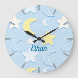 月と星パターン ラージ壁時計