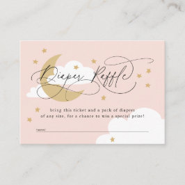 月と星ピンクのおむつラッフルベビーシャワー エンクロージャーカード