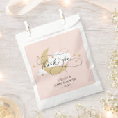 月と星ピンクのスクリプト赤ちゃんシャワーありがとう フェイバーバッグ (クリップ留めされた状態)