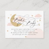 月と星ピンク本リクエスト赤ちゃんシャワー エンクロージャーカード (正面)