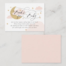 月と星ピンク本リクエスト赤ちゃんシャワー エンクロージャーカード
