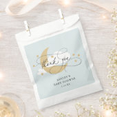 月と星ブルースクリプトベビーシャワーありがとうC フェイバーバッグ (クリップ留めされた状態)