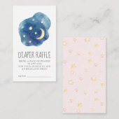 月と星ベビーガールおむつラッフル エンクロージャーカード (正面/裏面)