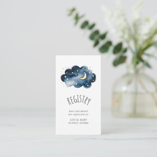 月と星ベビーガールギフトレジストリ エンクロージャーカード (スタンド正面)