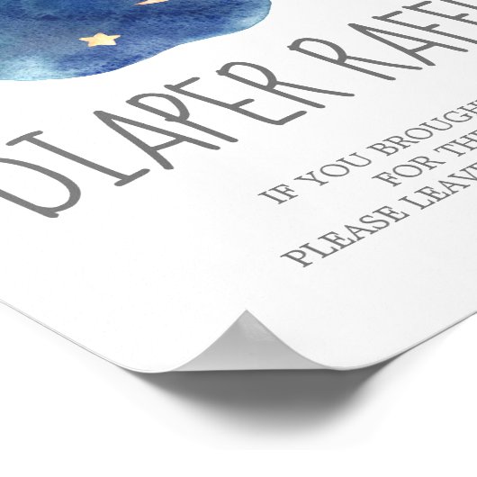 月と星ベビーシャワーおむつラッフルサイン ポスター (角)