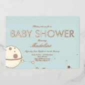 月と星ベビーシャワー箔押しホイル 箔招待状 (正面)