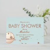 月と星ベビーシャワー箔押しホイル 箔招待状 (立ち正面)