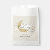 月と星ベージュスクリプトベビーシャワーありがとう フェイバーバッグ (正面)