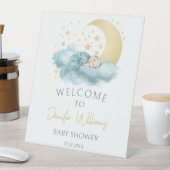 月と星ボホ男の赤ちゃんシャワーへようこそ 台座サイン (インサイチュ)