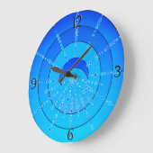 月と星マンダラセルリアンブルー ラージ壁時計 (傾斜)