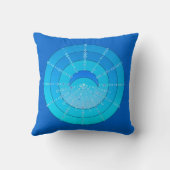 月と星マンダラ – 青とアクア クッション (裏面)