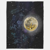 月と星座 フリースブランケット (正面)