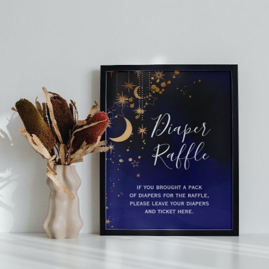 月と星赤ちゃんシャワーおむつラッフルサイン ポスター