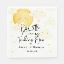 月と星1歳の誕生日 スタンダードランチョンナプキン