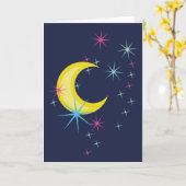 月と星 カード (黄色い花)