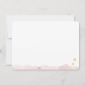 月と星、ピンクの水の色フラットパーソナライズされた ノートカード (裏面)