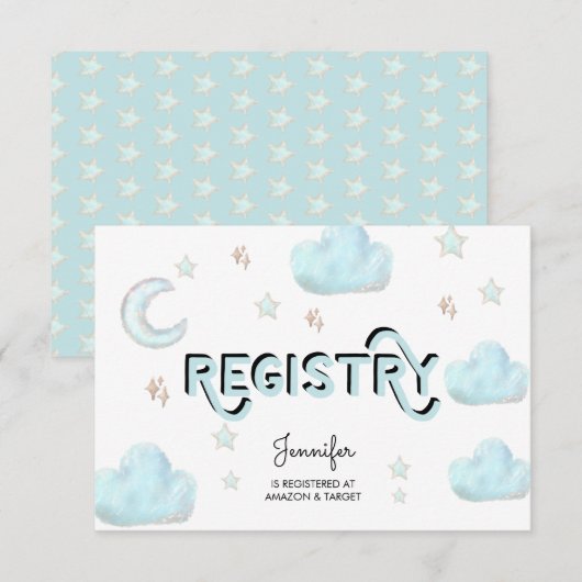 月と星 |ベビーシャワー挿入エンクロージャカード エンクロージャーカード (正面/裏面)