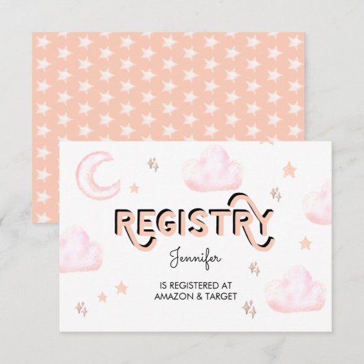 月と星 |ベビーシャワー挿入エンクロージャカード エンクロージャーカード (正面/裏面)