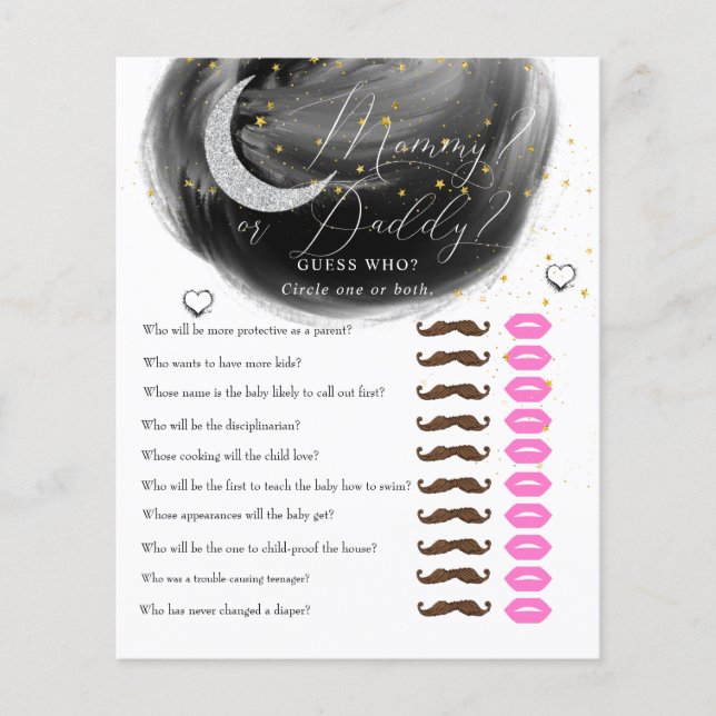 月と星 |ママのパパ |赤ちゃんシャワーゲーム (正面)