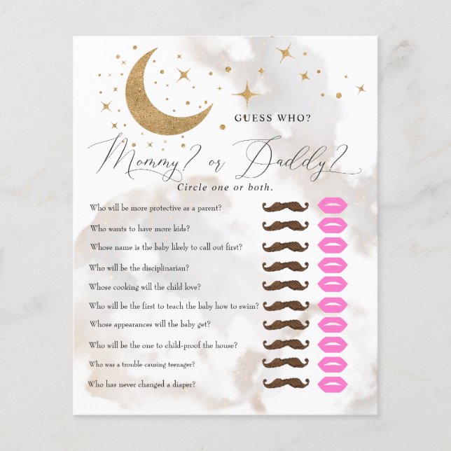 月と星 |ママのパパ |赤ちゃんシャワーゲーム (正面)