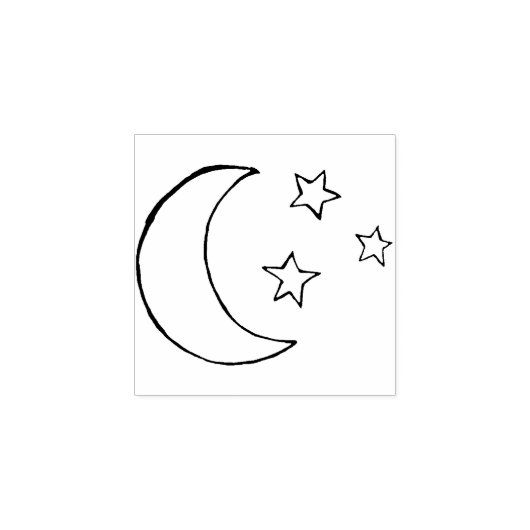 月と星 ラバースタンプ (インプリント)