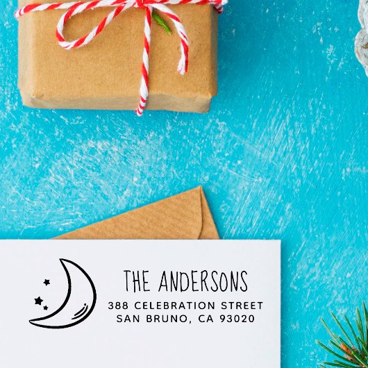 月と星 |家族の名前と差出人住所 セルフインキングスタンプ