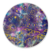 「月と星」引き出しノブの引き出し(金ゴールドなど) セラミックノブ (正面)