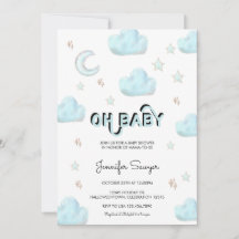 月と星 |水モダン色ベビーシャワー