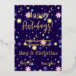 月と星 箔招待状