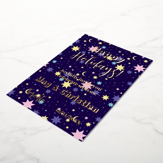 月と星 箔招待状 (回転した状態)