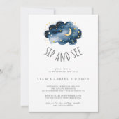 月と星 赤ちゃん男の子の命名式ご招待 招待状 (正面)