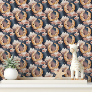 月と星（雲あり） 壁紙