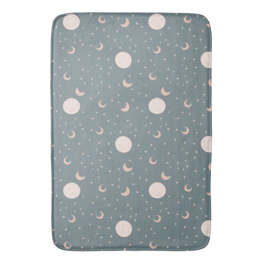 月と星 – 青 バスマット (正面縦)