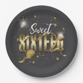 月と星Sweet 16金ゴールド/Blk ID788 ペーパープレート (正面)